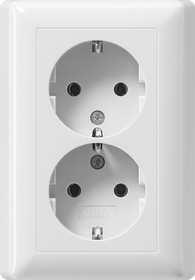 Gira System 55 Wandcontactdoos +RA 2-v znd/klauw zuiver wit 078803